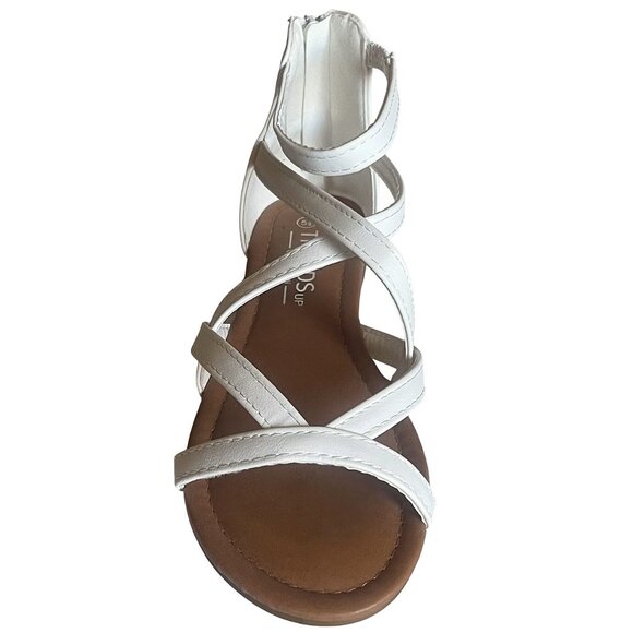 Women's Crisscross Strappy Open Toe Flat Sole Sandals Back Zipper Closure - Picture 6 of 6